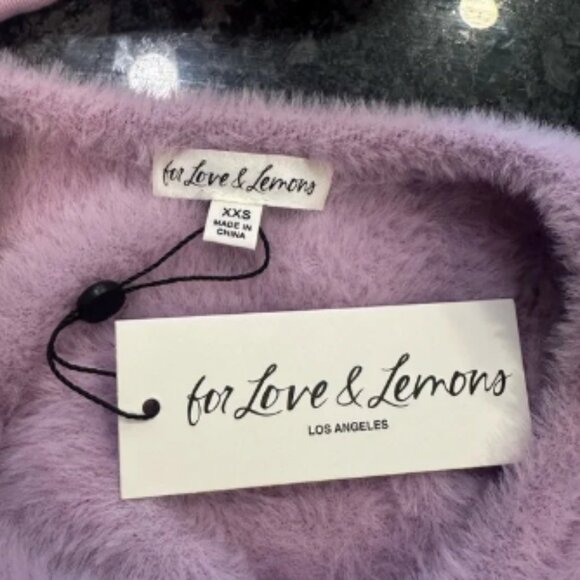 NWT For Love & Lemons Fuzzy Purple Ruched Sweater Size XXS - Picture 4 of 4